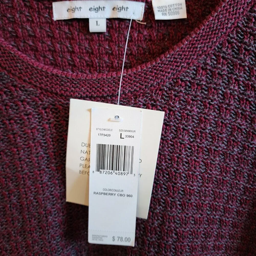 Eight Brand Women’s long sleeve 100% cotton sweater Large